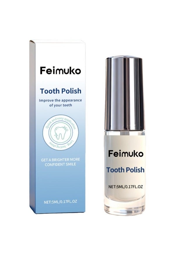 Feimuko Tooth Polish, Teeth Whitening Paint, Instant Teeth Whitening Paint, Portable & Long-Lasting Tooth Polish, 5ML - Image 1